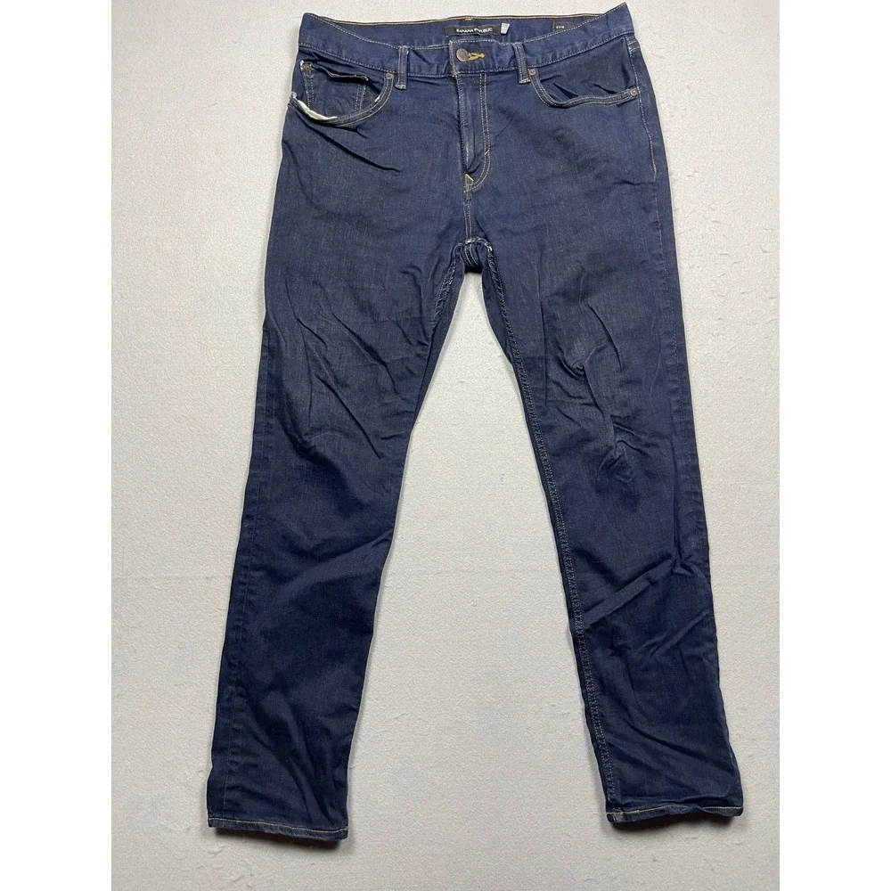 Banana Republic Slim Fit Jeans Mens 33x32 Dark Wash Blue Denim Pants